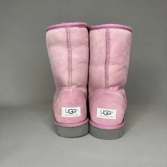 Womens UGG Boots Sz 7 Classic Short Light Pink Suede Wool - Picture 7 of 10